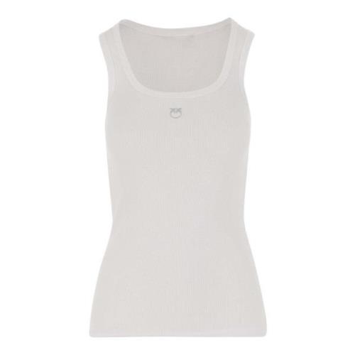 Mouwloze katoenen top met logo Pinko , White , Dames