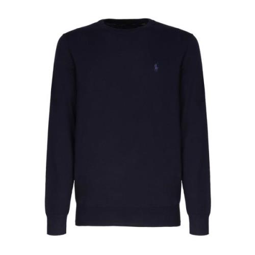 Blauwe Katoenen Trui met Logo Borduursel Ralph Lauren , Blue , Heren