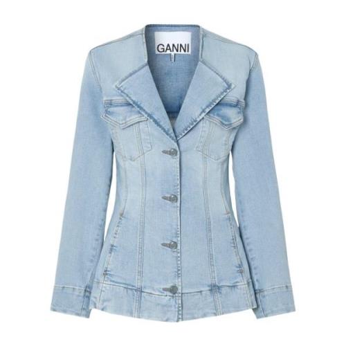 Denim Americana Blauw Gewassen Jassen Ganni , Blue , Dames