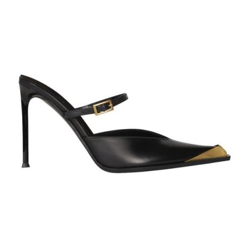 Zwarte Leren Stiletto Hiel Pumps Etro , Black , Dames