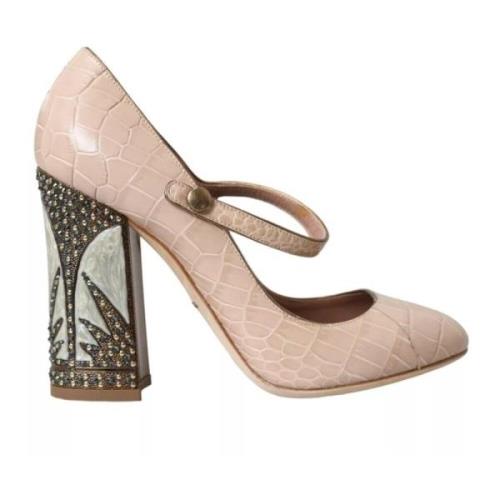 Beige Leren Mary Jane Pumps Dolce & Gabbana , Beige , Dames