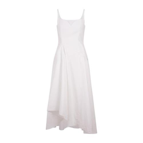 Witte Katoenen Poplin Midi Jurk Alexander McQueen , White , Dames