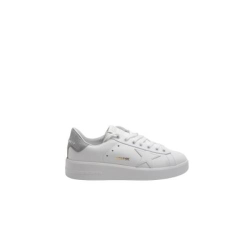 Witte Leren Glitter Ster Sneakers Golden Goose , White , Dames