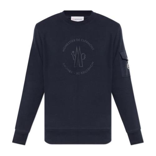 Sweatshirt met logo Moncler , Blue , Heren