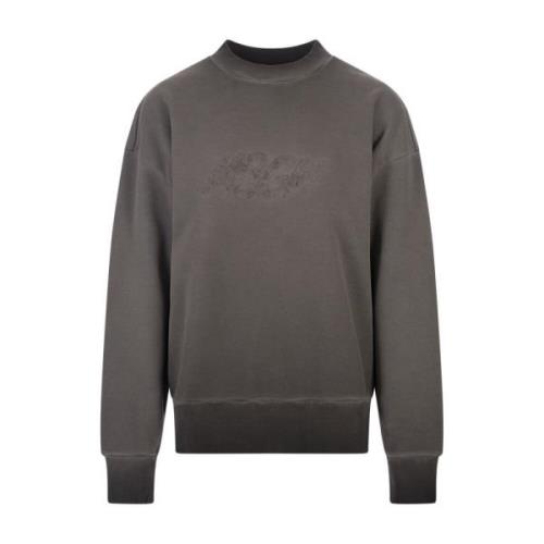 Grijze Crew-Neck Sweatshirt met Geborduurd Logo Msgm , Gray , Dames