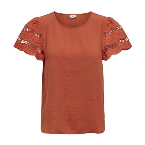 Casual Katoenen T-shirt Jacqueline de Yong , Brown , Dames