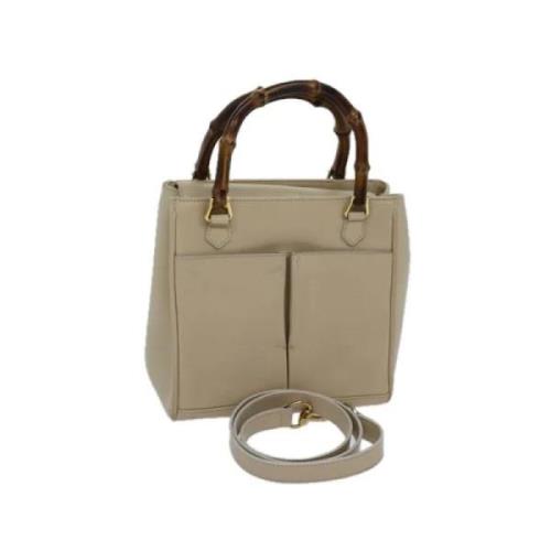 Pre-owned Leather handbags Gucci Vintage , Beige , Dames