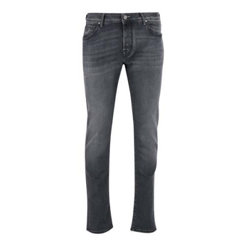 Stretch Cotton Denim Slim Fit Jeans Jacob Cohën , Blue , Heren