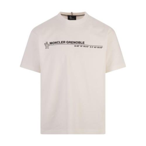 Witte Katoenen Logo T-shirt Moncler , White , Heren