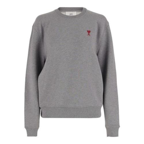 Grijze Katoenen Crew Neck Sweatshirt Ami Paris , Gray , Dames