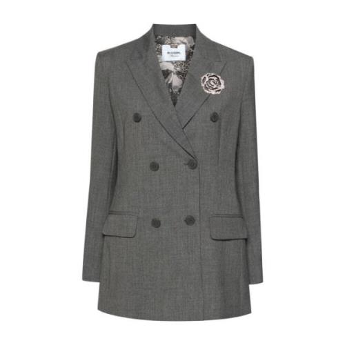 Grijze Jas met Broche Detail Blugirl , Gray , Dames