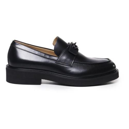 Zwarte Loafer Platte Schoenen Valentino Garavani , Black , Heren