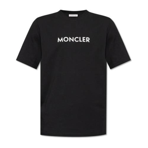 T-shirt met logo Moncler , Black , Heren