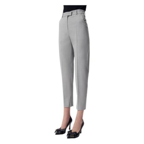 Slim-Fit Grijze Wollen Broek Bizuu , Gray , Dames