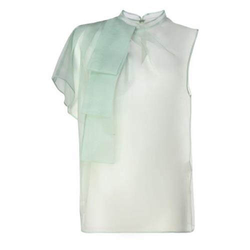 Asymmetrische Zijden Top met Gerimpelde Mouwen Genny , Green , Dames