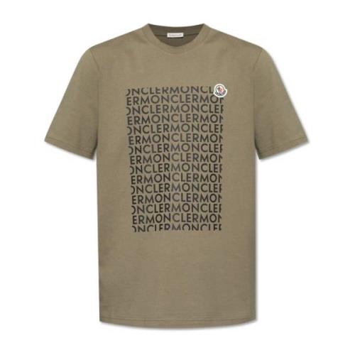 T-shirt met logo Moncler , Green , Heren