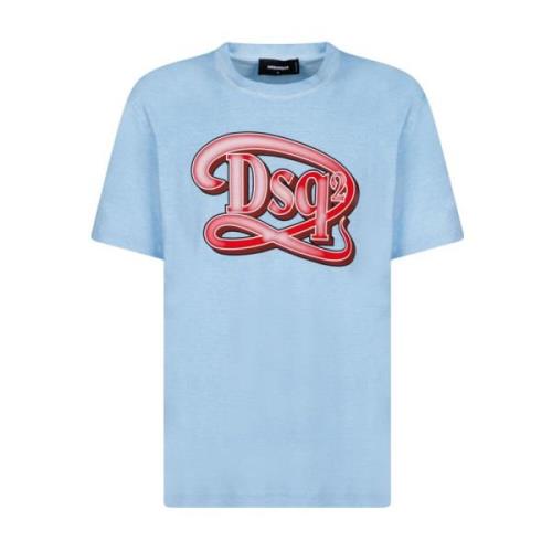 Lichtblauw Logo T-Shirt Dsquared2 , Blue , Heren