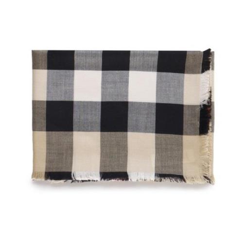 Luxe Geruit Patroon Zijden Sjaal Burberry , Beige , Unisex