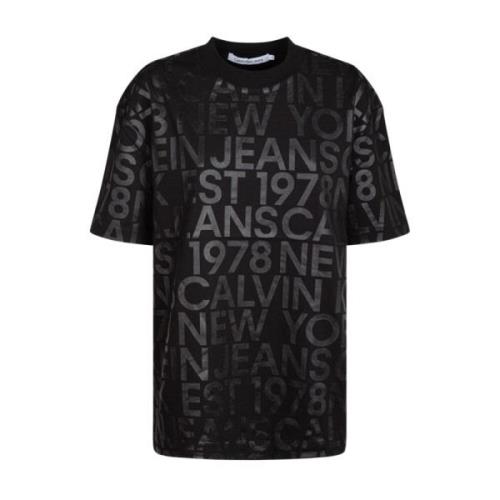 Logo Print Crew Neck T-Shirt Calvin Klein , Black , Heren