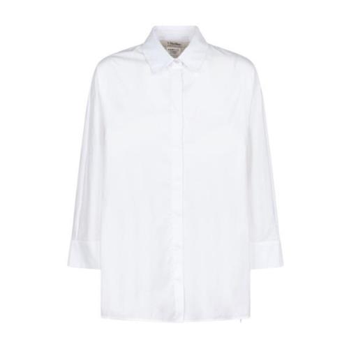 Witte Popeline Shirt met Puntkraag Max Mara , White , Dames