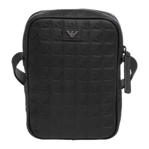 Logo Crossbody Tas met Verstelbare Band Emporio Armani , Black , Heren