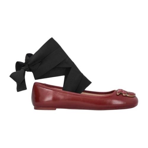 Leren Ballet Flats Liefdesvogels Detail Pinko , Red , Dames