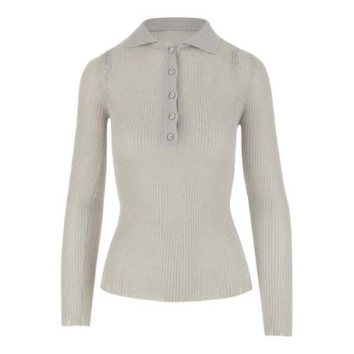 Geribbelde Viscose Blend Knoop Top Pinko , White , Dames