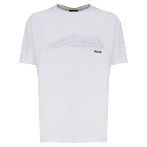 Witte Katoenen T-shirt Ronde Kraag Korte Mouwen Hugo Boss , White , He...