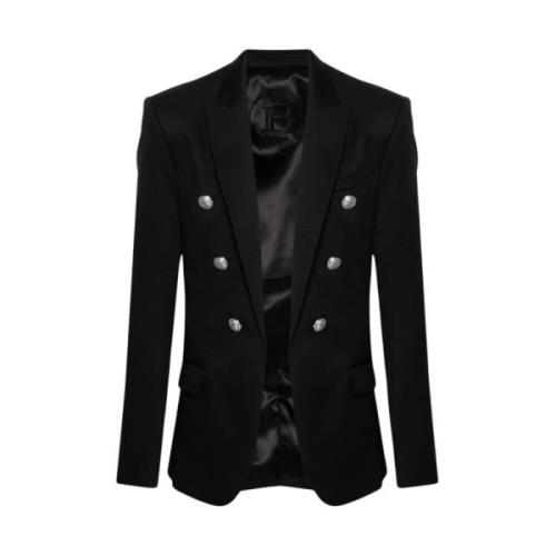 Klassieke Zwarte Wollen Blazer Balmain , Black , Heren