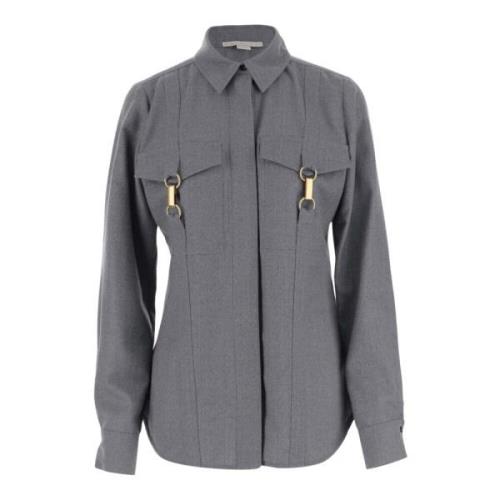 Wollen Kraag Lange Mouw Shirt Grijs Stella McCartney , Gray , Dames