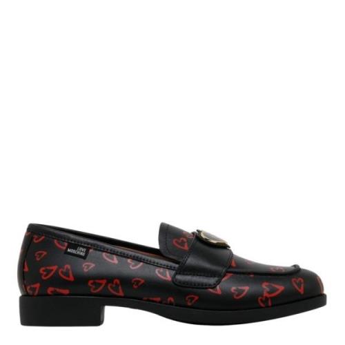 Zwarte Logo Applique Loafers Love Moschino , Multicolor , Dames