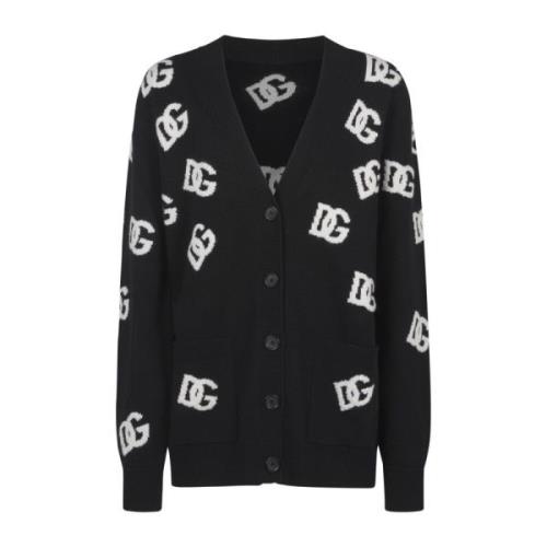 Zwarte Cardigan Sweaters met Knopen Dolce & Gabbana , Black , Dames