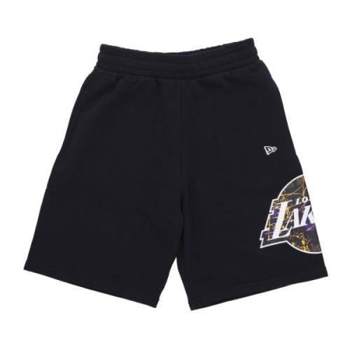 Lakers Logo Trainingsbroek Shorts Zwart/Paars New Era , Black , Heren