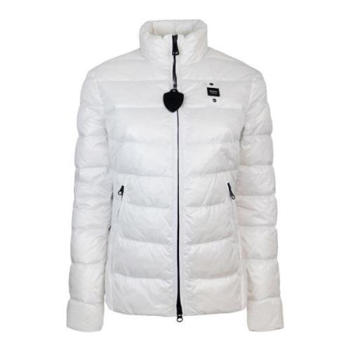 Witte Pufferjas Koreaanse Kraag Blauer , White , Dames