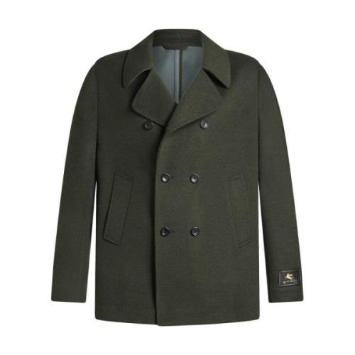 Donkergroene Peacoat Wol Kasjmiermix Etro , Green , Heren