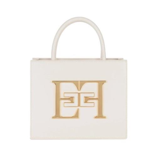 Elegante Ivoor Leren Handtas Elisabetta Franchi , White , Dames