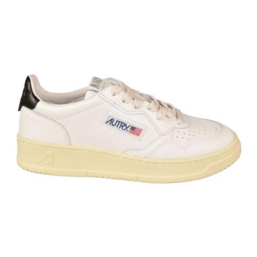 Witte Zwarte Leren Sneakers Autry , White , Dames