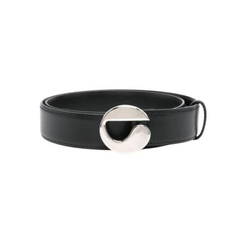 Zwarte Leren Riem met Zilveren Gesp Coperni , Black , Dames