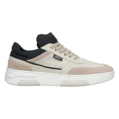 Dames Beige & Zwarte Platform Sneakers gemaakt van Leer en Velours Er0...