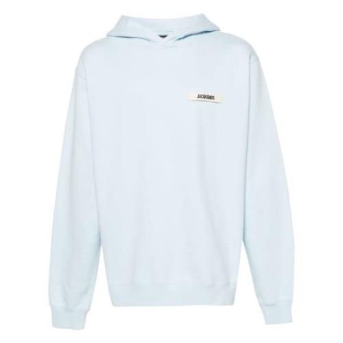 Lichtblauwe Katoenen Hoodie met Grosgrain Logo Jacquemus , Blue , Here...