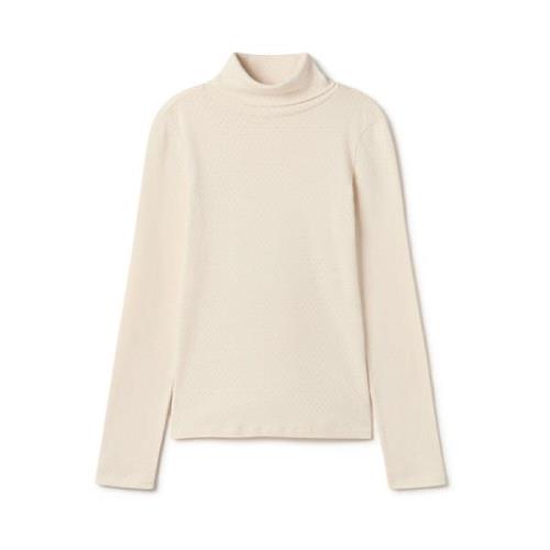 Delicate openwork turtle neck top Twothirds , Beige , Dames