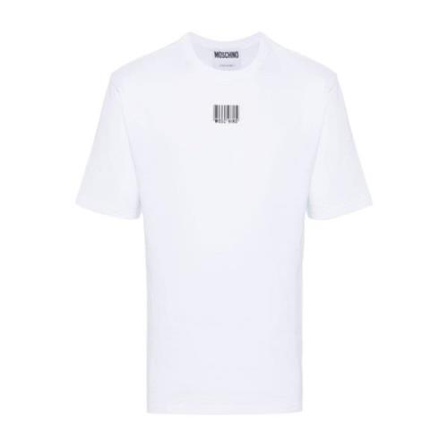 Barcode Print T-shirts en Polos Moschino , White , Heren