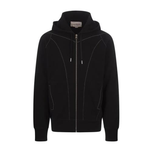 Zwart Zip-Up Hoodie met Contraststiksels Alexander McQueen , Black , H...