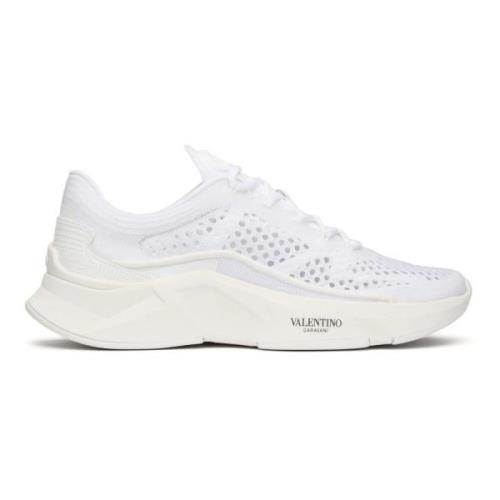 Witte Mesh Sneakers 3D Rubber Logo Valentino Garavani , White , Dames