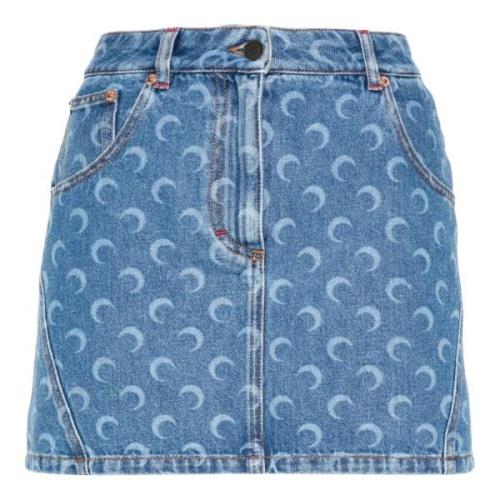 Blauwe Denim Rok met Zakken Marine Serre , Blue , Dames