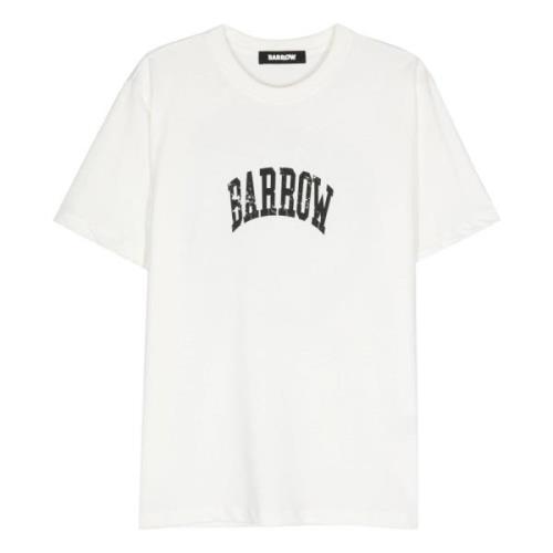 Logo Print Crew Neck Cotton T-shirt Barrow , White , Heren