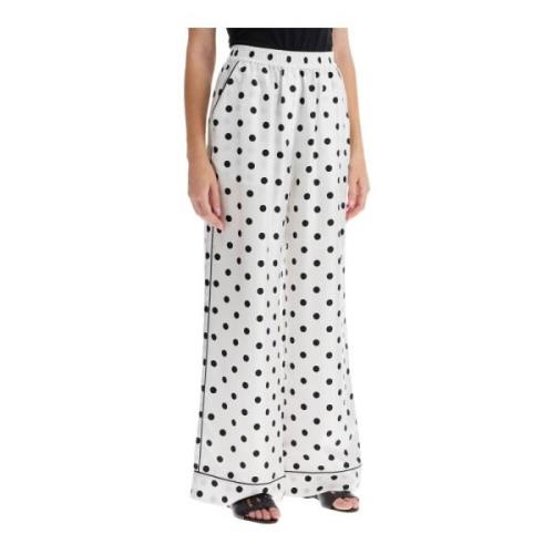 Zijden Polka Dot Pyjamabroek Dolce & Gabbana , White , Dames