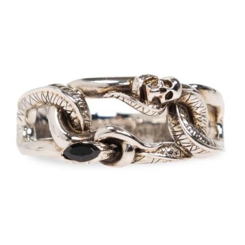 Slang Schedel Zilveren Ring Alexander McQueen , Gray , Heren