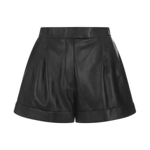 Zwarte Leren High-Waisted Shorts Alexander McQueen , Black , Dames