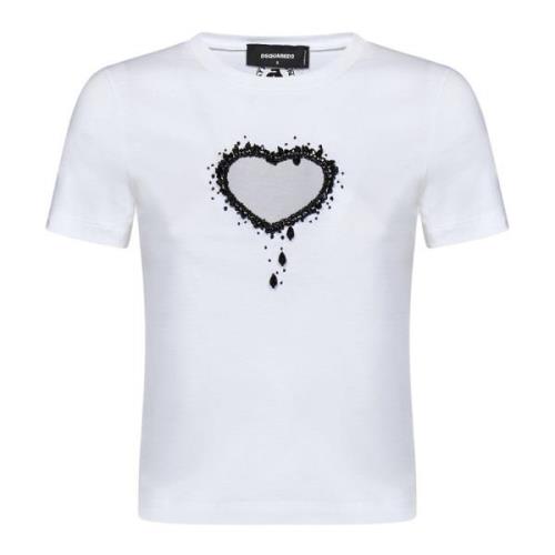 Hart Uitgesneden Wit T-shirt Dsquared2 , White , Dames